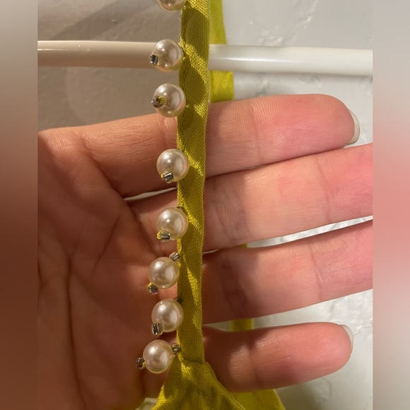 MARCNEWYORK XL neonyellow linen pearl spaghetti straps semi sweetheart neckline. - Picture 9 of 16